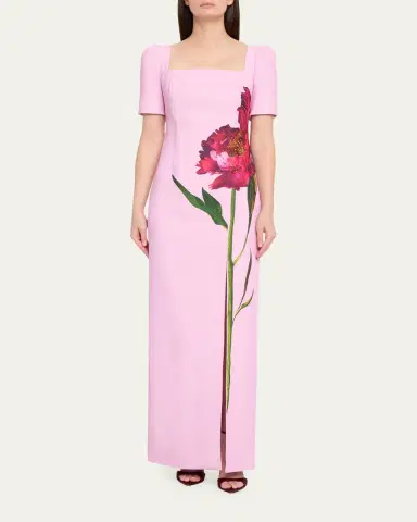 Rickie Freeman for Teri Jon Beaded Floral-Print Crepe Column Gown | Thumbnail 2 Rickie Freeman for Teri Jon Beaded Floral-Print Crepe Column Gown | Thumbnail 2
