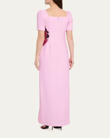 Rickie Freeman for Teri Jon Beaded Floral-Print Crepe Column Gown | Thumbnail 3 Rickie Freeman for Teri Jon Beaded Floral-Print Crepe Column Gown | Thumbnail 3