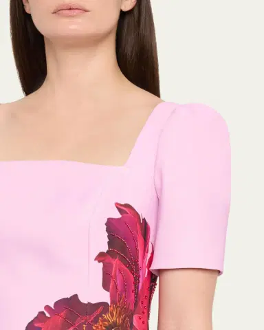Rickie Freeman for Teri Jon Beaded Floral-Print Crepe Column Gown | Thumbnail 5 Rickie Freeman for Teri Jon Beaded Floral-Print Crepe Column Gown | Thumbnail 5