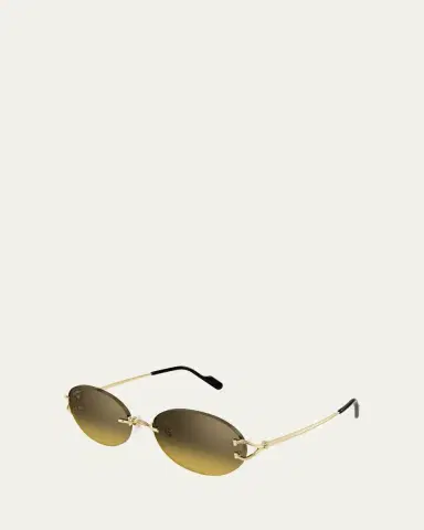Cartier Decor Classic C de 55mm Rimless Oval Metal Sunglasses | Thumbnail 2