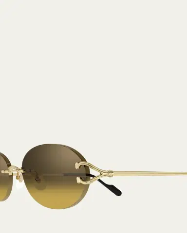 Cartier Decor Classic C de 55mm Rimless Oval Metal Sunglasses | Thumbnail 3