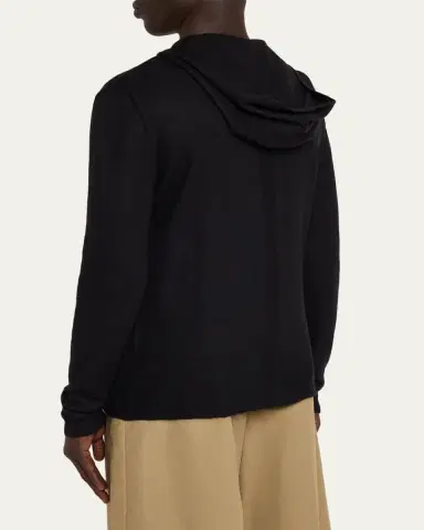 Rick Owens Men's Black Boiled Cashmere Zip-Front Hoodie | Thumbnail 3