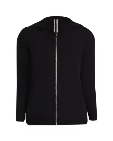 Rick Owens Men's Black Boiled Cashmere Zip-Front Hoodie | Thumbnail 1