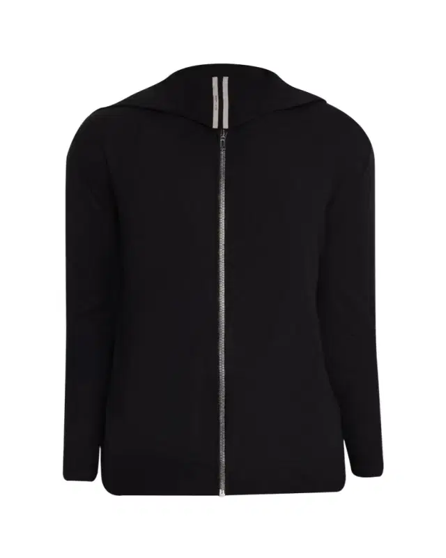 Rick Owens Men's Black Boiled Cashmere Zip-Front Hoodie