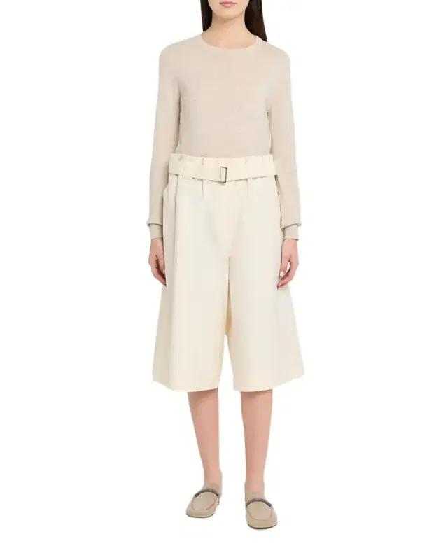 Belted Wide-Leg Bermuda Shorts