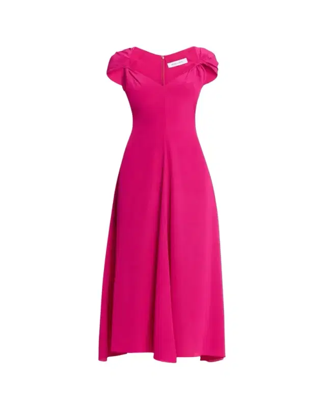 Prabal Gurung Twisted Cap-Sleeve A-Line Midi Dress