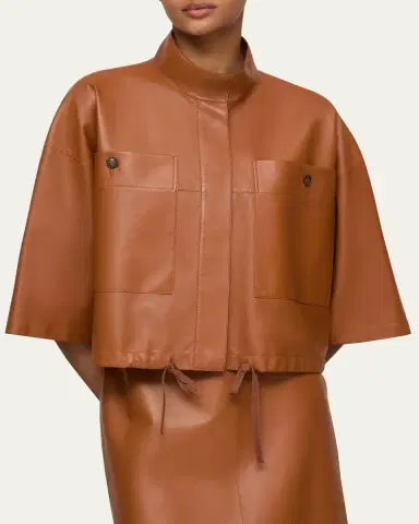 Lafayette 148 New York Oversized Cropped Leather Shirt Jacket | Thumbnail 2 Lafayette 148 New York Oversized Cropped Leather Shirt Jacket | Thumbnail 2