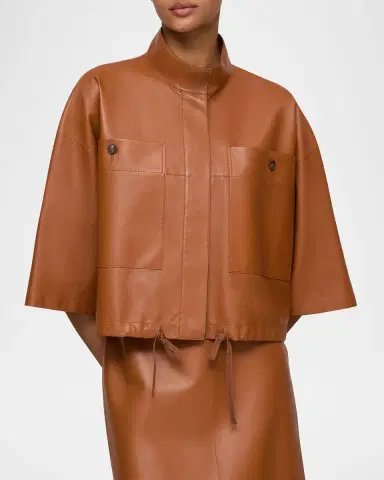 Lafayette 148 New York Oversized Cropped Leather Shirt Jacket | Thumbnail 5 Lafayette 148 New York Oversized Cropped Leather Shirt Jacket | Thumbnail 5