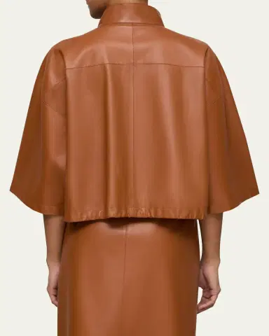 Lafayette 148 New York Oversized Cropped Leather Shirt Jacket | Thumbnail 7 Lafayette 148 New York Oversized Cropped Leather Shirt Jacket | Thumbnail 7