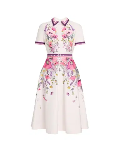 Rickie Freeman for Teri Jon Belted Floral-Print Cotton Midi Shirtdress | Thumbnail 1 Rickie Freeman for Teri Jon Belted Floral-Print Cotton Midi Shirtdress | Thumbnail 1