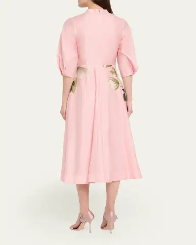 Rickie Freeman for Teri Jon Floral-Print Cotton Midi Shirtdress | Thumbnail 3