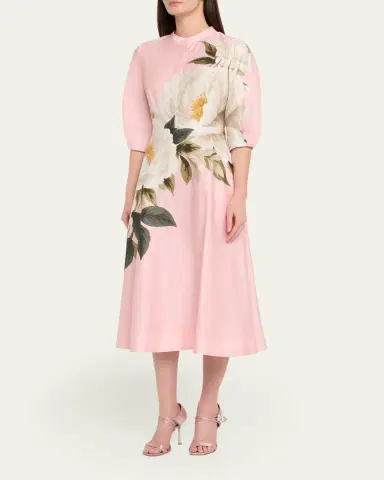 Rickie Freeman for Teri Jon Floral-Print Cotton Midi Shirtdress | Thumbnail 4