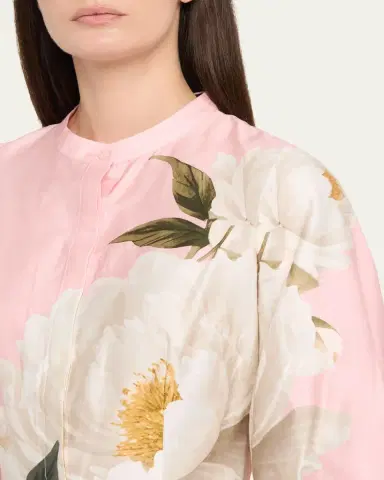 Rickie Freeman for Teri Jon Floral-Print Cotton Midi Shirtdress | Thumbnail 5