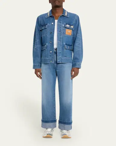 Simone Rocha Men's Embellished Washed Denim Carpenter Jeans | Thumbnail 6