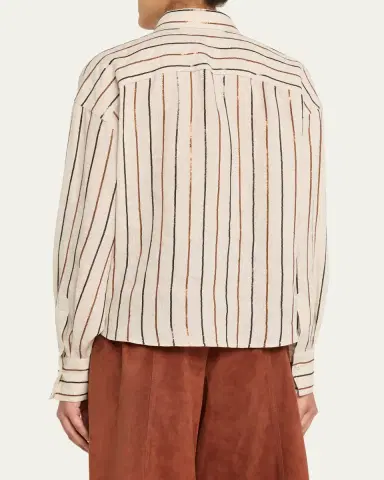 Brunello Cucinelli Sequin Striped Linen Shirt | Thumbnail 3 Brunello Cucinelli Sequin Striped Linen Shirt | Thumbnail 3