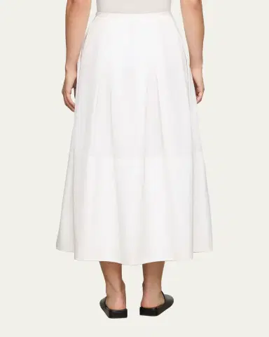 Lafayette 148 New York Pleated Organic Cotton Poplin Midi Skirt | Thumbnail 3 Lafayette 148 New York Pleated Organic Cotton Poplin Midi Skirt | Thumbnail 3