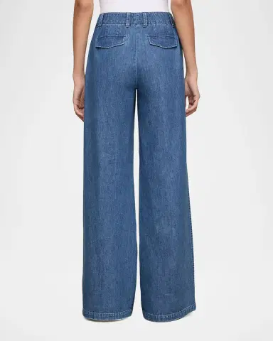Lafayette 148 New York Charles Wide-Leg Cotton Chambray Pants | Thumbnail 5 Lafayette 148 New York Charles Wide-Leg Cotton Chambray Pants | Thumbnail 5