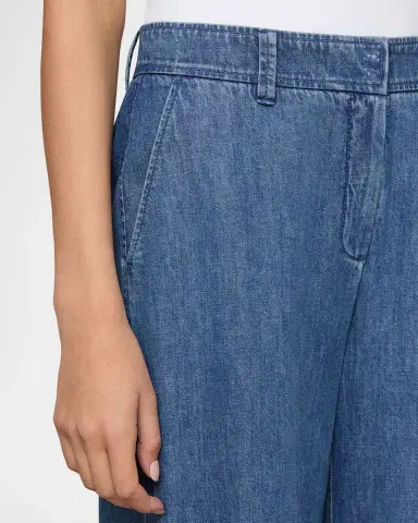 Lafayette 148 New York Charles Wide-Leg Cotton Chambray Pants | Thumbnail 7 Lafayette 148 New York Charles Wide-Leg Cotton Chambray Pants | Thumbnail 7