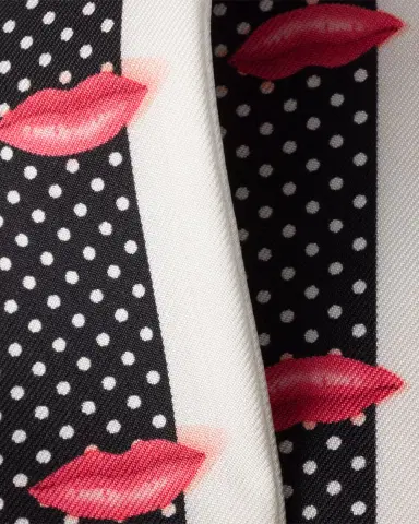 Prada Lips-Print Silk Twill Skinny Scarf | Thumbnail 2
