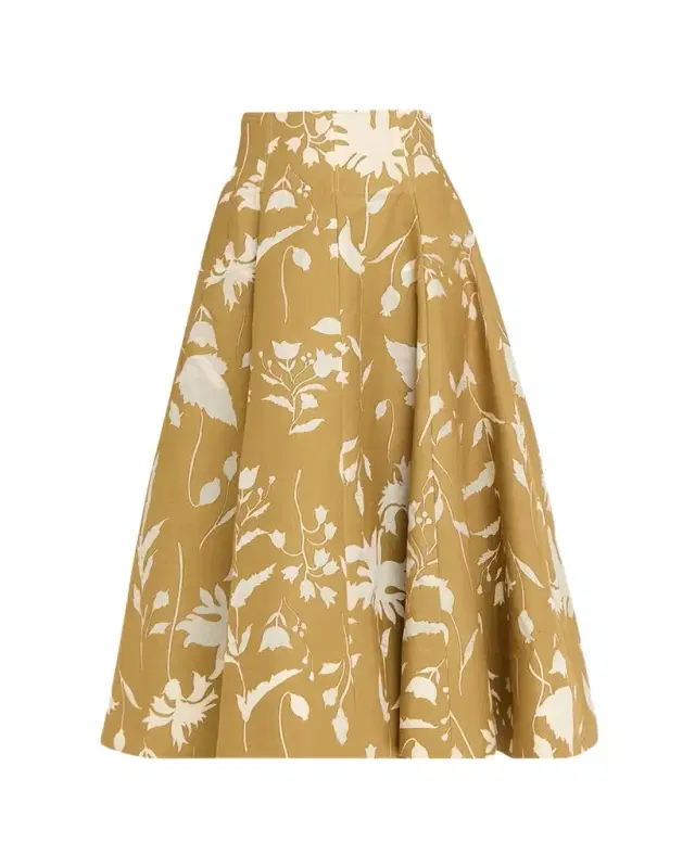 Lela Rose Sheer Floral Jacquard Fit-And-Flare Midi Skirt
