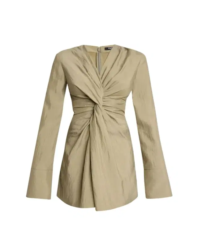 Long Sleeve Twist Detail Mini Dress