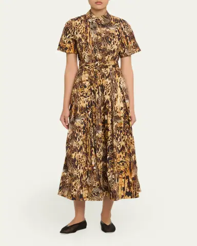 Adam Lippes Leighton Animal-Print Belted Midi Shirtdress | Thumbnail 2 Adam Lippes Leighton Animal-Print Belted Midi Shirtdress | Thumbnail 2