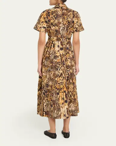 Adam Lippes Leighton Animal-Print Belted Midi Shirtdress | Thumbnail 3 Adam Lippes Leighton Animal-Print Belted Midi Shirtdress | Thumbnail 3