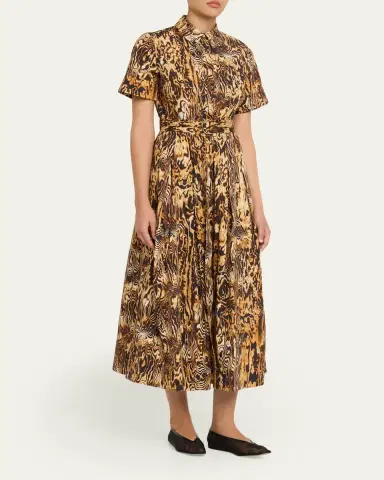 Adam Lippes Leighton Animal-Print Belted Midi Shirtdress | Thumbnail 4 Adam Lippes Leighton Animal-Print Belted Midi Shirtdress | Thumbnail 4