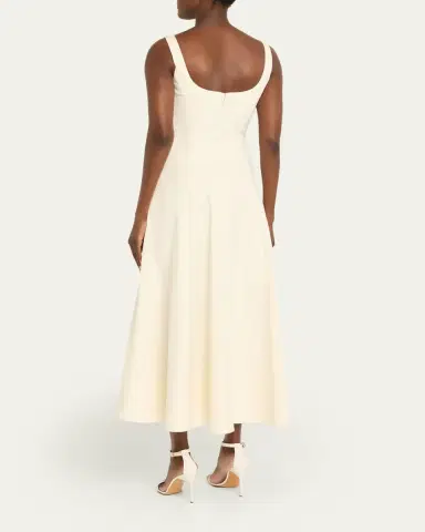 Lela Rose Peony Embroidered Sleeveless Midi Dress | Thumbnail 3