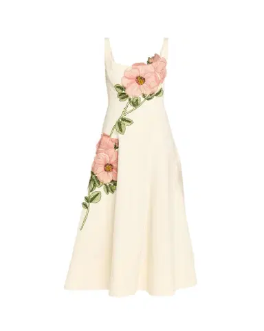 Lela Rose Peony Embroidered Sleeveless Midi Dress | Thumbnail 1
