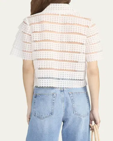 FRAME The Lattice Crochet Blouse | Thumbnail 3 FRAME The Lattice Crochet Blouse | Thumbnail 3