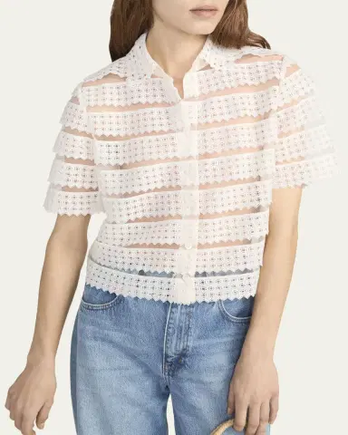 FRAME The Lattice Crochet Blouse | Thumbnail 4 FRAME The Lattice Crochet Blouse | Thumbnail 4