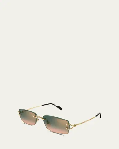 Cartier Men's C-Hinge Metal and Nylon Rectangle Sunglasses | Thumbnail 2 Cartier Men's C-Hinge Metal and Nylon Rectangle Sunglasses | Thumbnail 2
