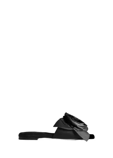 Simone Rocha Pressed Rosette Satin Slide Sandals | Thumbnail 1 Simone Rocha Pressed Rosette Satin Slide Sandals | Thumbnail 1