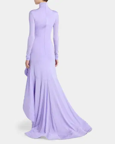 Stella McCartney Crepe Jersey Frill Long-Sleeve High-Low Dress | Thumbnail 7