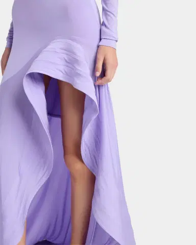 Stella McCartney Crepe Jersey Frill Long-Sleeve High-Low Dress | Thumbnail 9