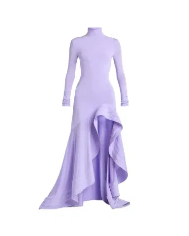Stella McCartney Crepe Jersey Frill Long-Sleeve High-Low Dress | Thumbnail 1