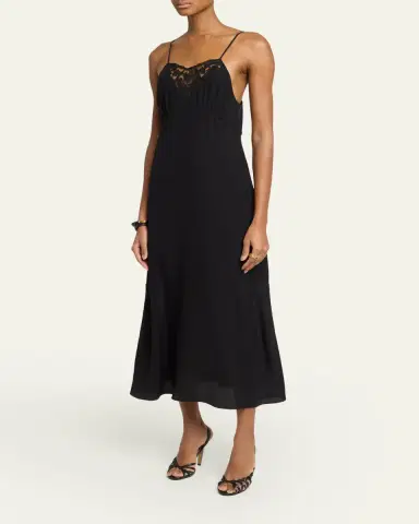 Chloé Lace-Trim Empire Silk Midi Slip Dress | Thumbnail 4 Chloé Lace-Trim Empire Silk Midi Slip Dress | Thumbnail 4