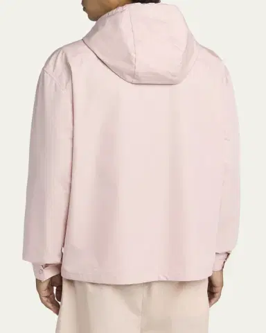 Moncler Men's Pocket-Logo Poplin Full-Zip Hoodie | Thumbnail 3 Moncler Men's Pocket-Logo Poplin Full-Zip Hoodie | Thumbnail 3