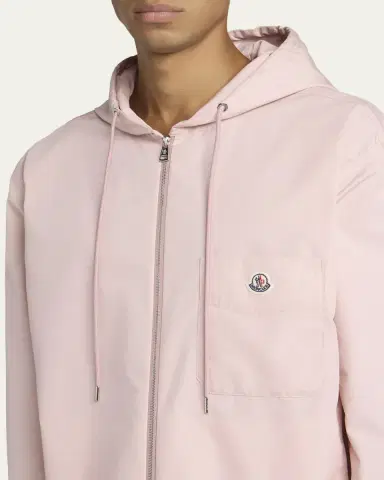 Moncler Men's Pocket-Logo Poplin Full-Zip Hoodie | Thumbnail 5 Moncler Men's Pocket-Logo Poplin Full-Zip Hoodie | Thumbnail 5