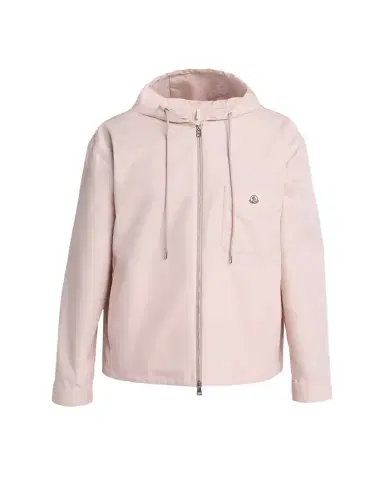 Moncler Men's Pocket-Logo Poplin Full-Zip Hoodie | Thumbnail 1 Moncler Men's Pocket-Logo Poplin Full-Zip Hoodie | Thumbnail 1