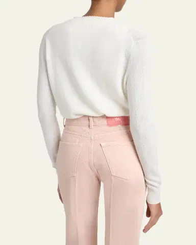 Chloé Pointelle Knit Crewneck Cardigan | Thumbnail 3 Chloé Pointelle Knit Crewneck Cardigan | Thumbnail 3
