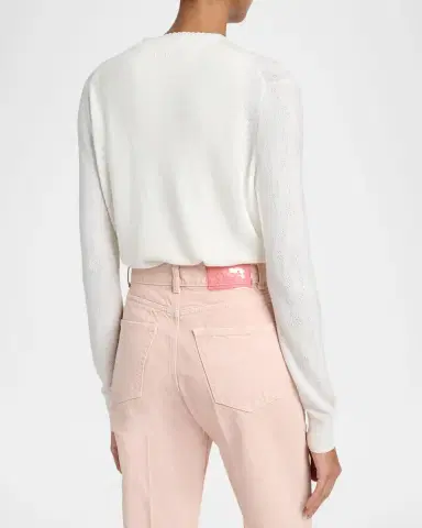 Chloé Pointelle Knit Crewneck Cardigan | Thumbnail 7 Chloé Pointelle Knit Crewneck Cardigan | Thumbnail 7