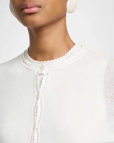Chloé Pointelle Knit Crewneck Cardigan | Thumbnail 9 Chloé Pointelle Knit Crewneck Cardigan | Thumbnail 9