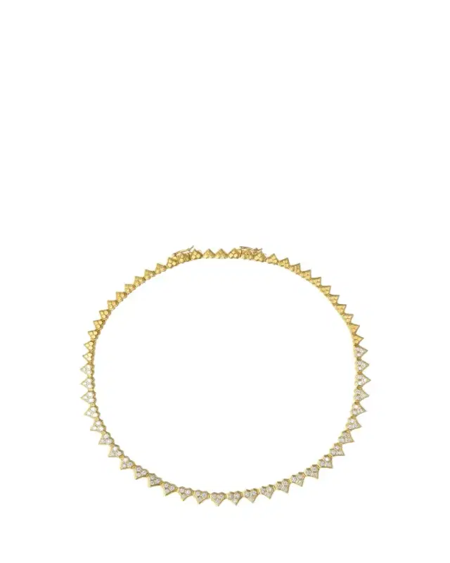 Sara Weinstock Honey Comb 18K Gold & Diamond Partial Heart Choker Necklace