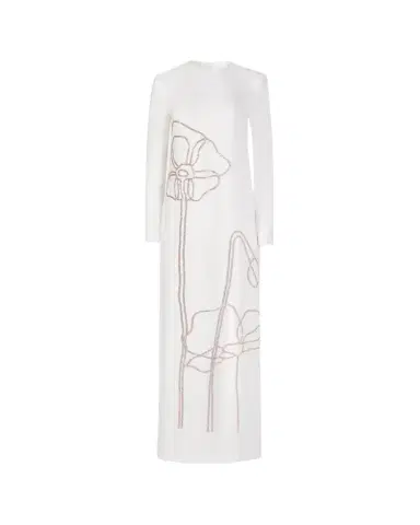 Costarellos Zarie Crystal Flower Long-Sleeve Column Gown | Thumbnail 1