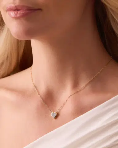 Sara Weinstock Honey Comb 18K Gold & Diamond Heart Necklace | Thumbnail 2