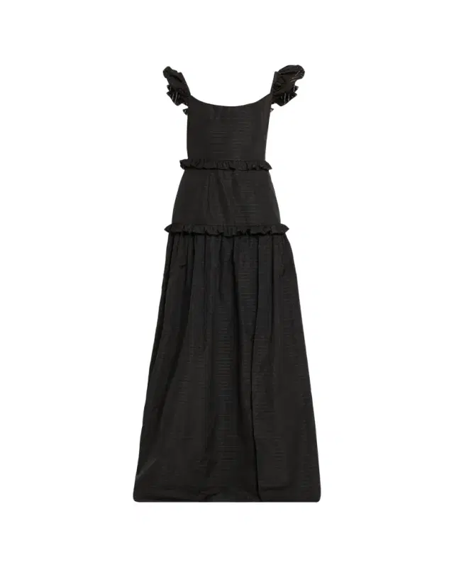 Arabella Ruffle Sleeveless Check Jacquard Gown