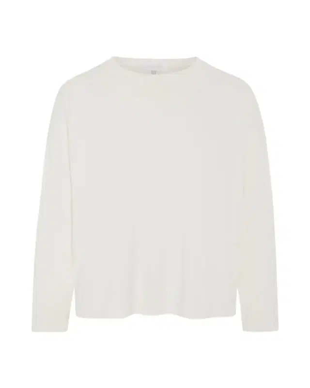 Eskandar Cotton Jersey Long Sleeve Smaller Round Neck Top - Mid Length
