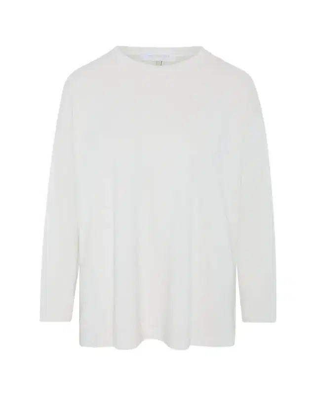 Eskandar Cotton Jersey Long Sleeve Smaller Round Neck Top - Long Length